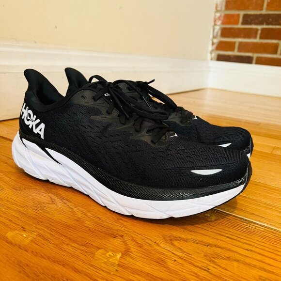 Hoka One One Clifton 8 Men’s Size 11 ‘Black/white’ Running Shoes 1119393 BWHT - Picture 4 of 16